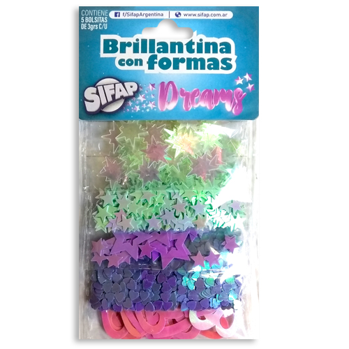 Brillantina con formas dreams x 5