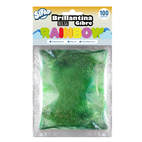 Brillantina gibre rainbow verde