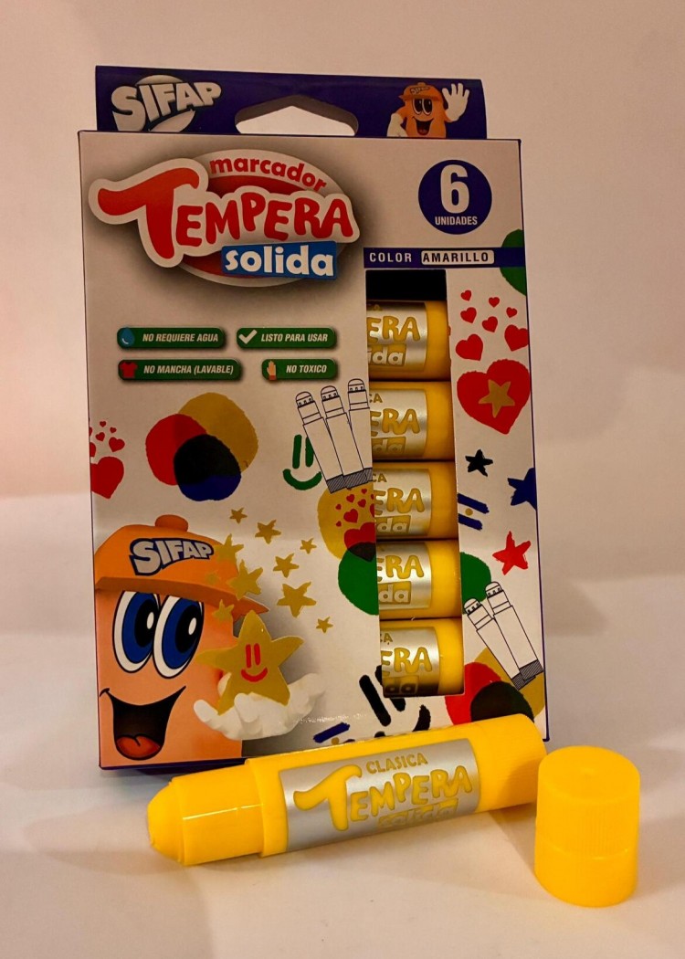 Tempera Solida Amarillo x 6 Uds